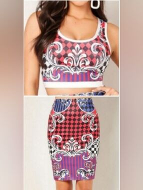 WoW Couture 2-PC Set Crop Top & Skirt Bandage Bodycon Y2K